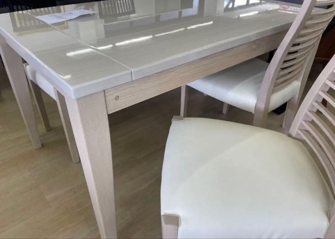 アビー　ABBY　伸長式テーブル　ホワイトUV塗装 伸長ダイニングテーブル