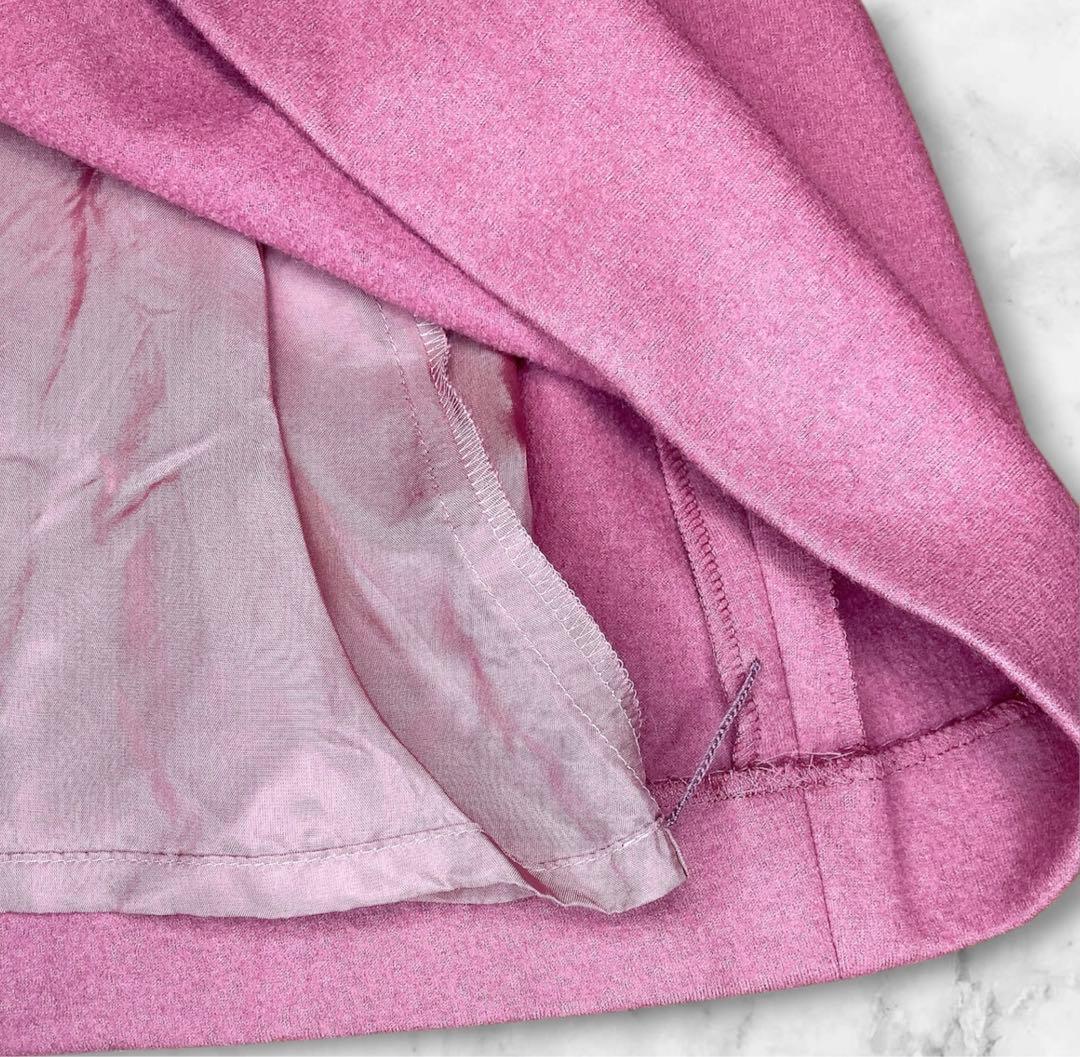 【新品未使用】M'S GRACYコサージュ付パフスリーブピンクAラインワンピース