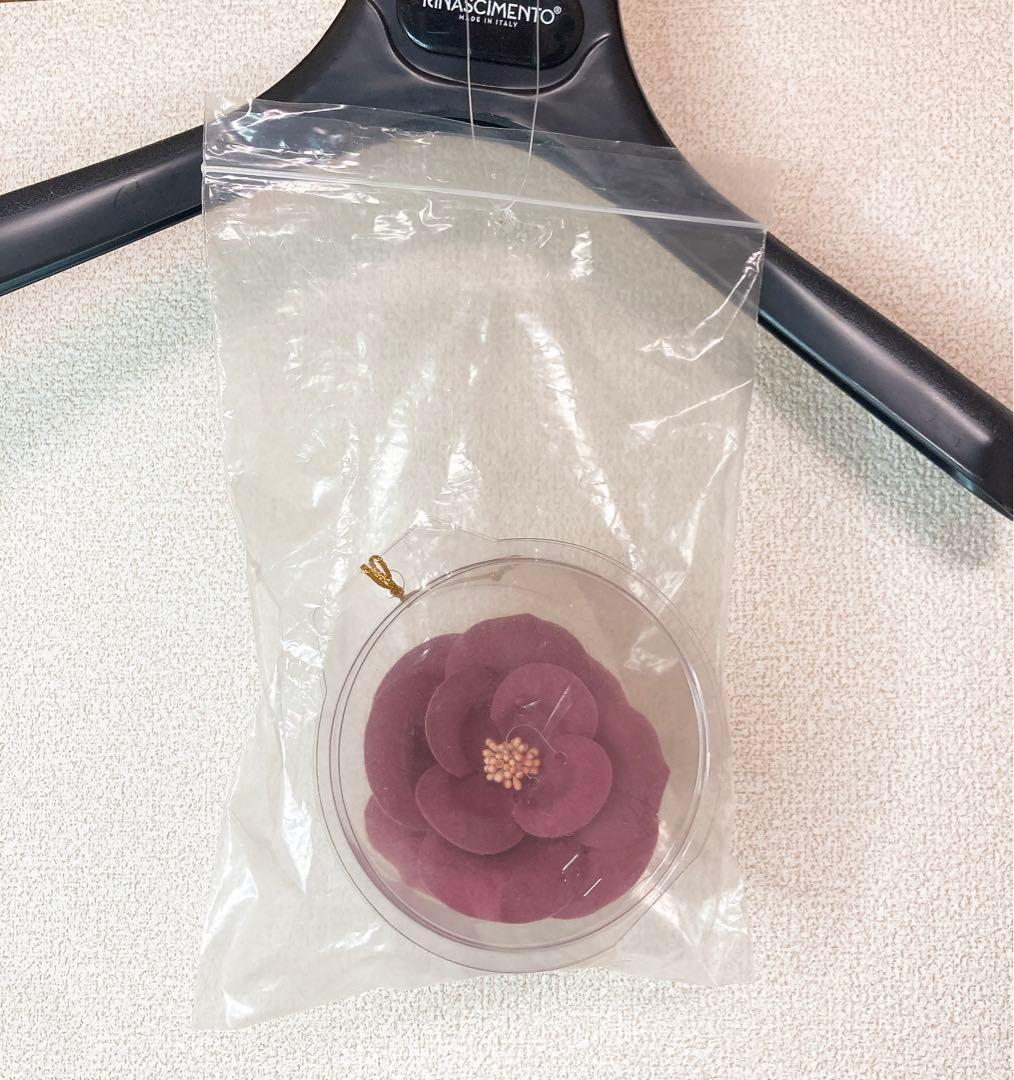 【新品未使用】M'S GRACYコサージュ付パフスリーブピンクAラインワンピース