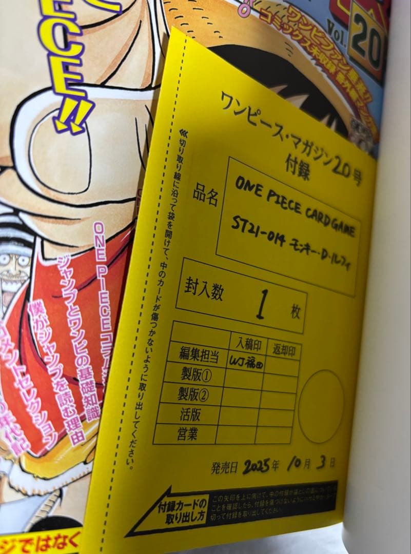 ONE PIECE magazine 20 ワンピースマガジン 1冊 プロモ付属