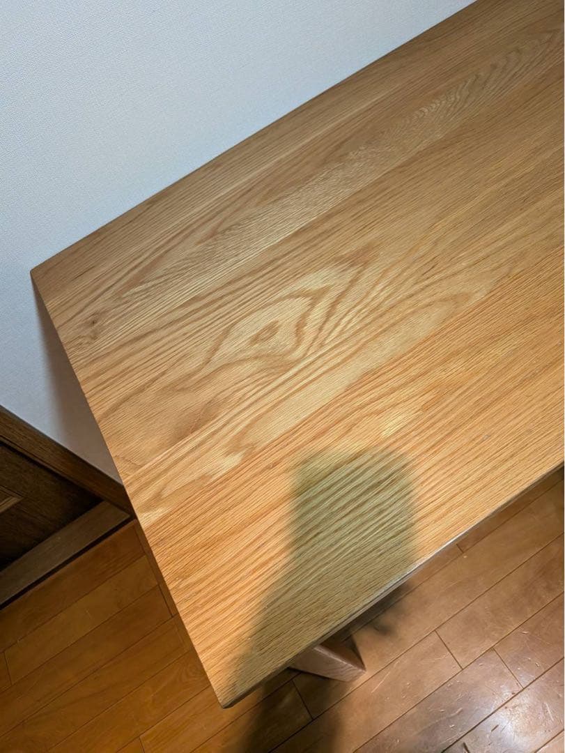 ■送料込■無印 木製デスク オーク材 110 事務 学習 勉強机 テーブル引出