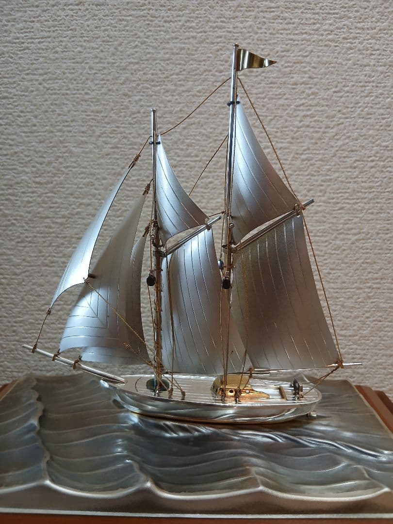 銀製ヨット　帆船　スターリング960　ケース付置物　関工芸