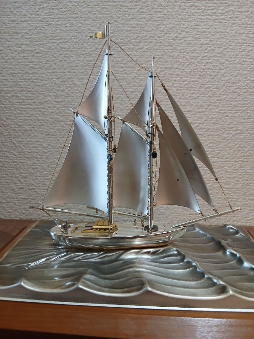 銀製ヨット　帆船　スターリング960　ケース付置物　関工芸