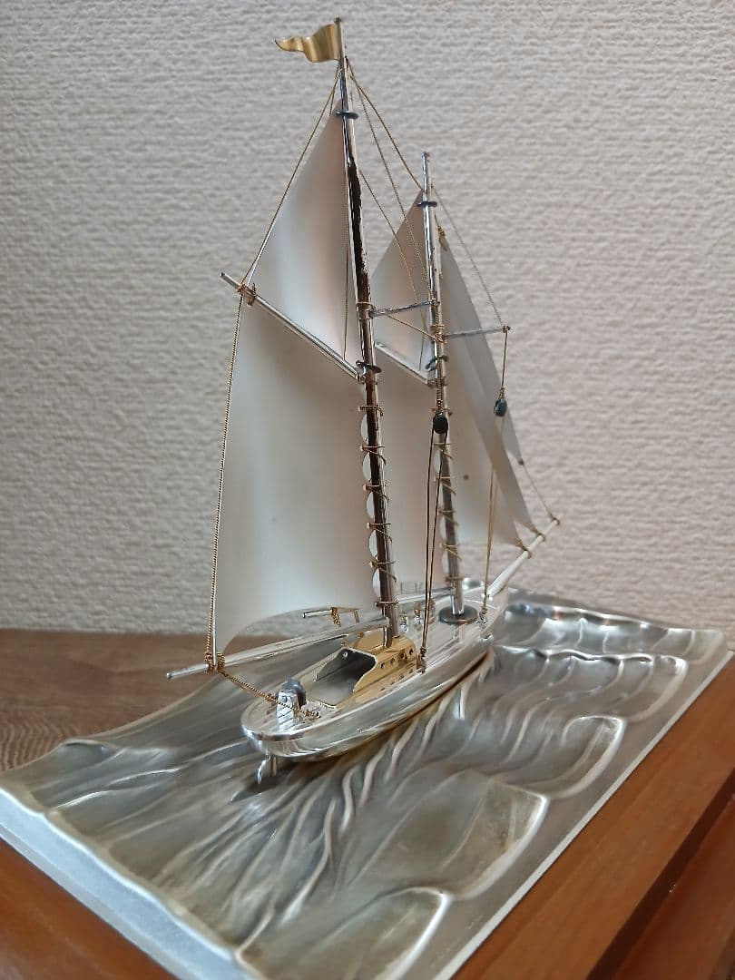 銀製ヨット　帆船　スターリング960　ケース付置物　関工芸