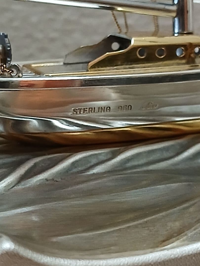 銀製ヨット　帆船　スターリング960　ケース付置物　関工芸