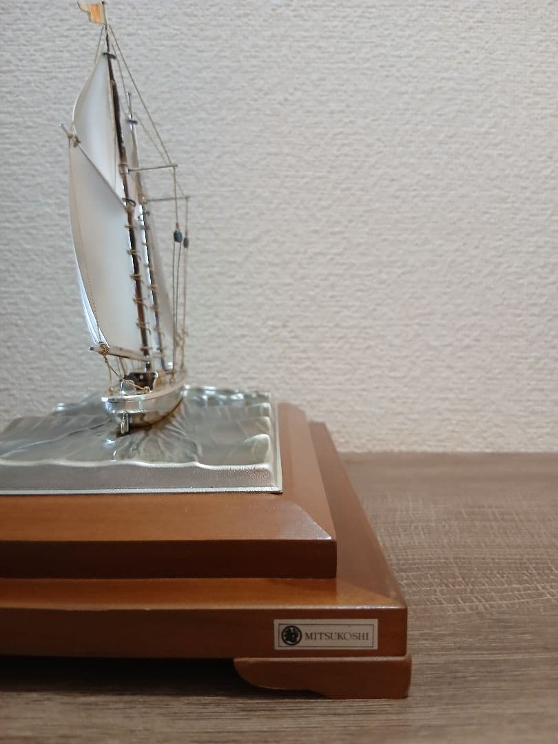 銀製ヨット　帆船　スターリング960　ケース付置物　関工芸