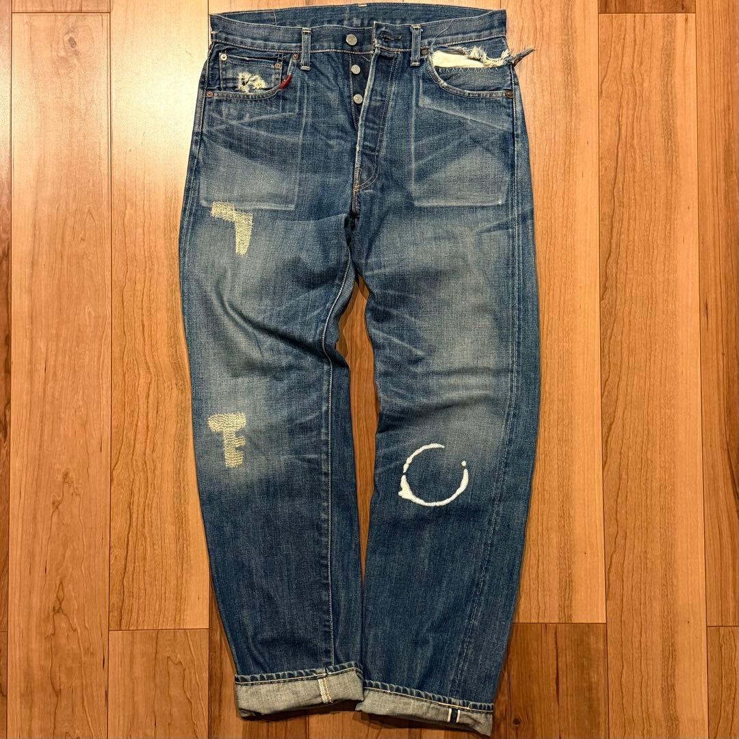 雰囲気最高！】LEVI'S 501XX 1955 W34【鬼ヒゲ！ハチノス】