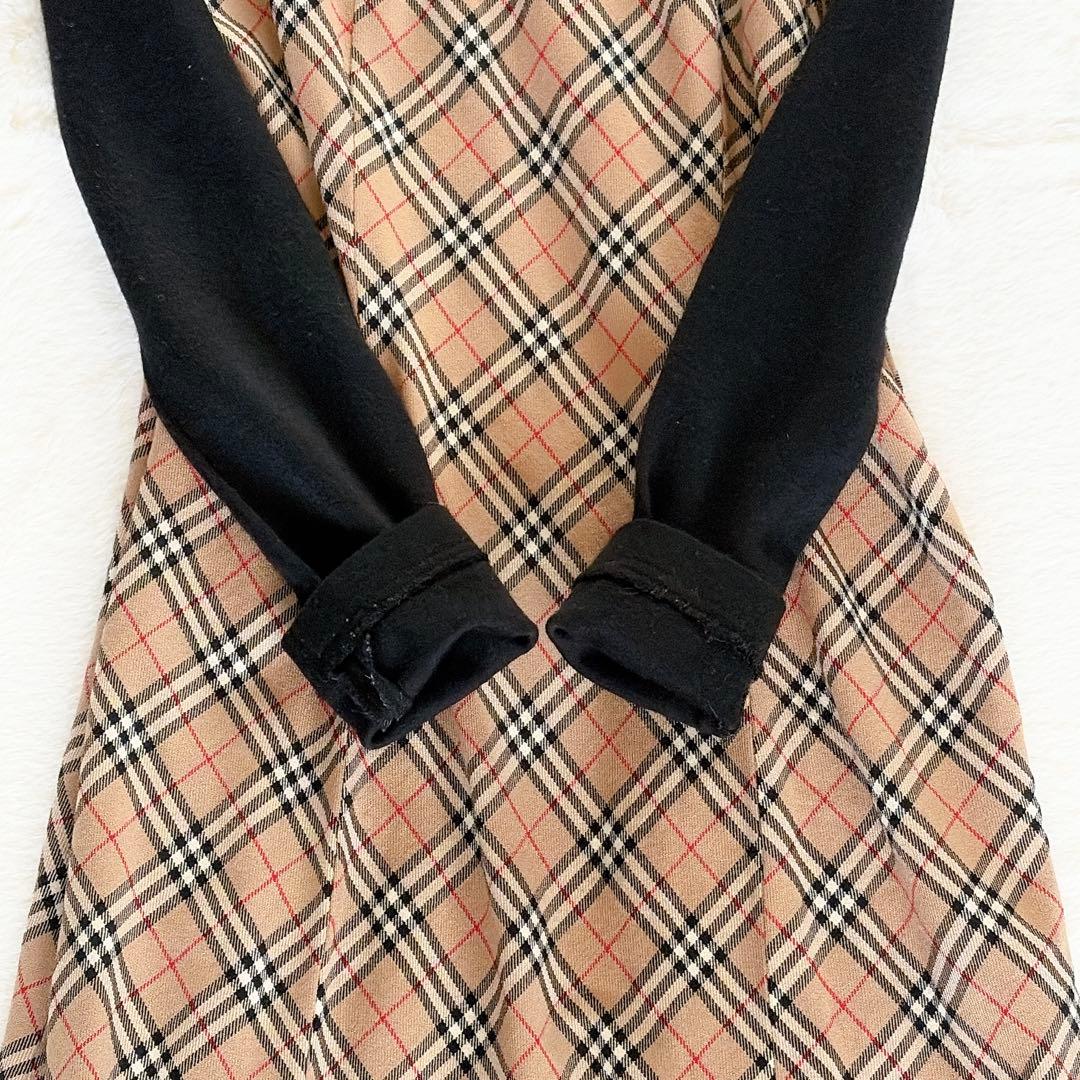 【バーバリーズブルーレーベル】アシメタートル ドッキングワンピース ノバチェック