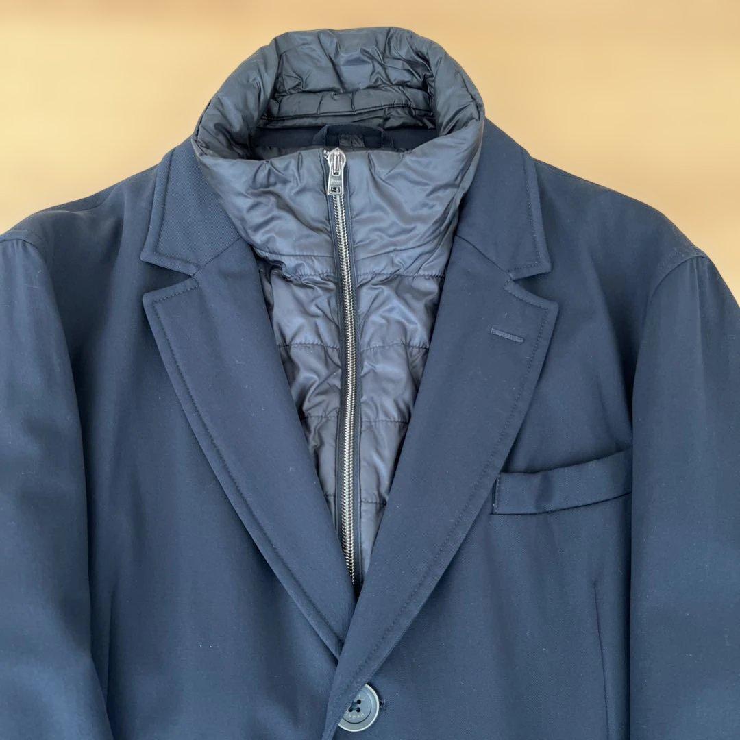 HERNO ネイビー ライナー付きチェスターコート