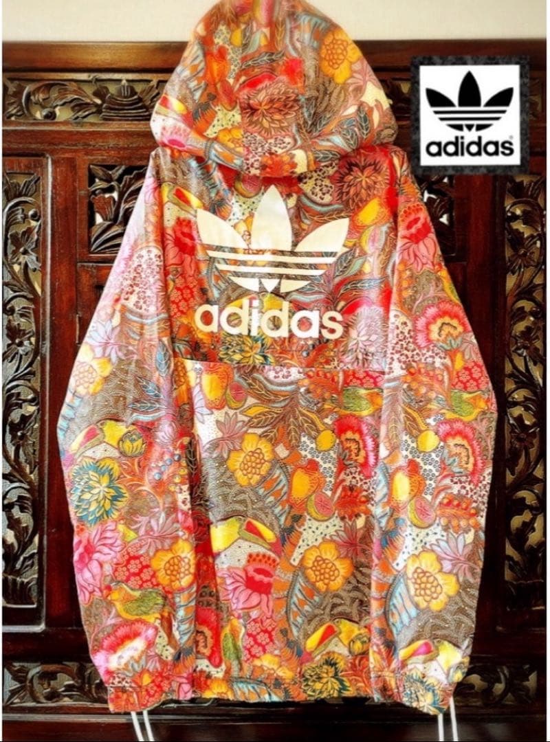 アディダス 南国 花柄 ジャージ ナイロンジャケット ウィンドブレーカー