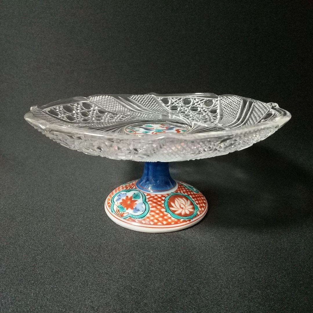 未使用品 18㎝ 三洋陶器 龍峰窯 つみき 高台皿 足付き皿 コンポート