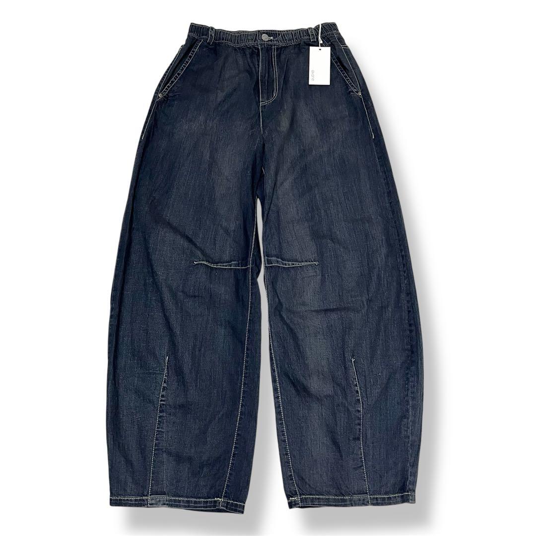 新品未使用✨ayaneアヤン ダンガリーバレルレッグワイドパンツ デニム 38