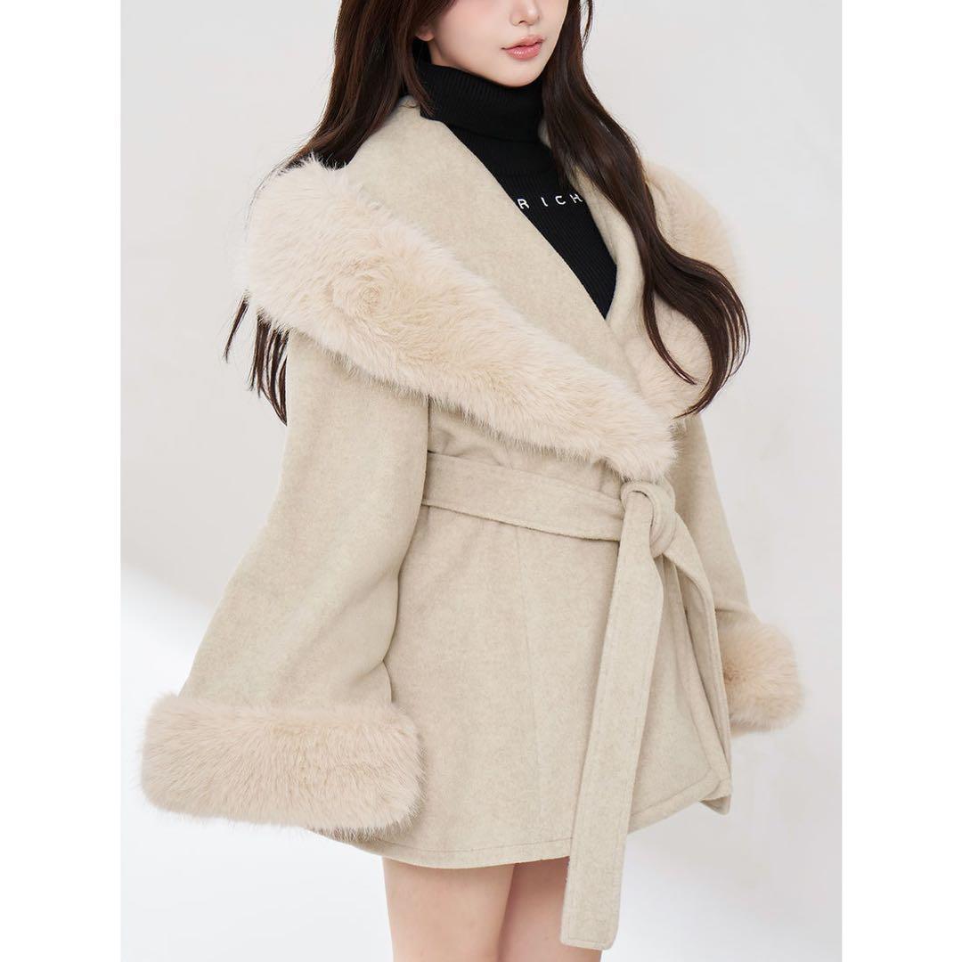 Darich ウエストベルトプリンセスラインコート BEG 新 発売