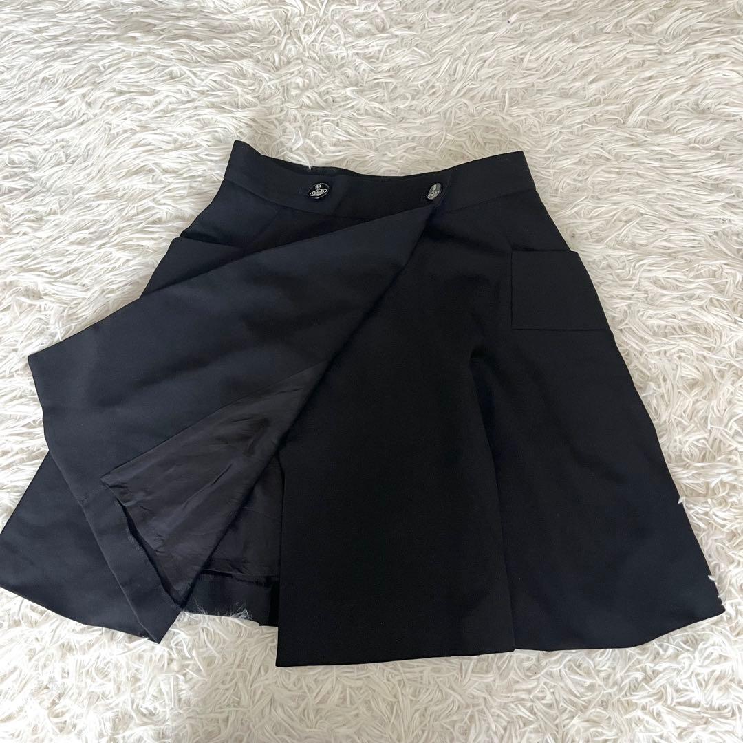 ヴィヴィアンウエストウッド　ラップスカート オーブボタン　黒 Mサイズ