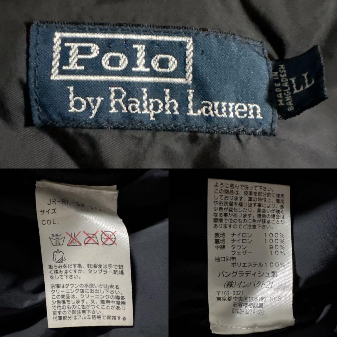 希少デザイン　ラルフローレン　ダウンジャケット　肉厚　黒　古着　y2k LL