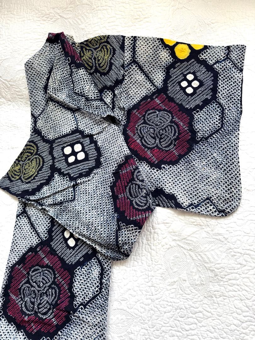 粋な大人の高級浴衣◆有松絞り 素晴らしい吉祥花文