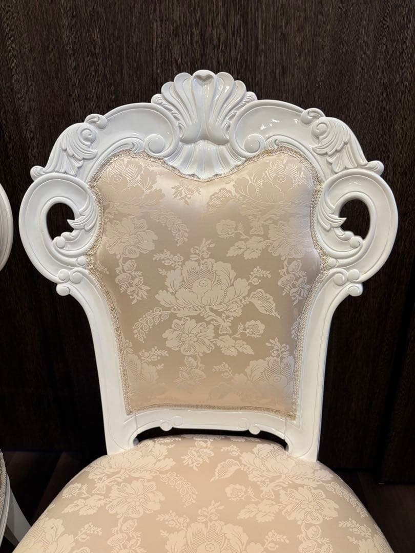 ダイニングチェア　ホワイト　ビバリーヒルズ　猫脚　ロココ家具　2脚セット　椅子