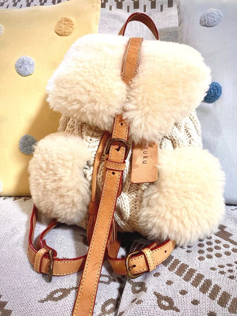 mukuムートン&ニットと牛革のリュック【にちょさま】専用