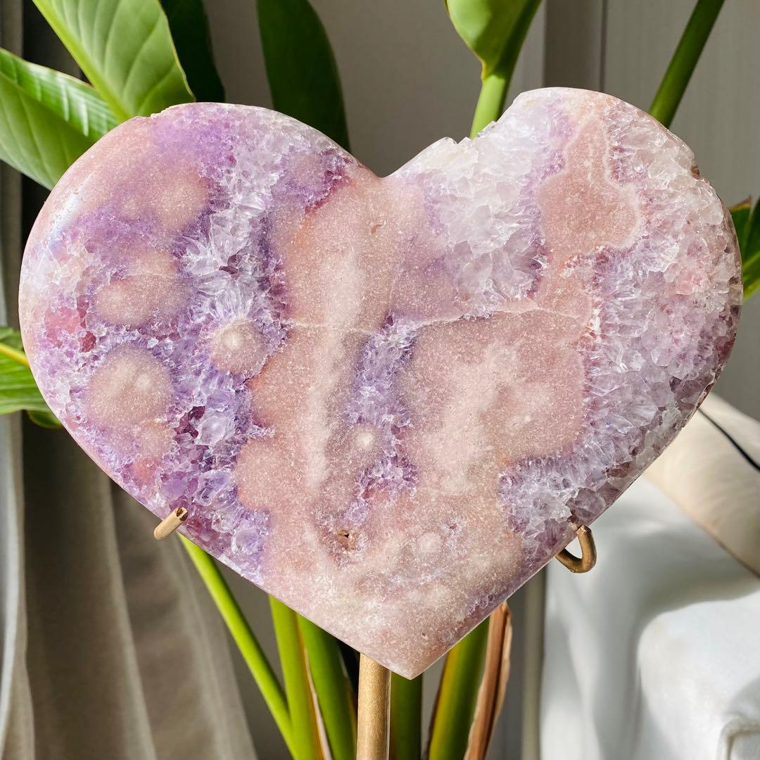★★★破格 最終特価【 特大 ピンクアメジスト 原石 ハート 1.54kg