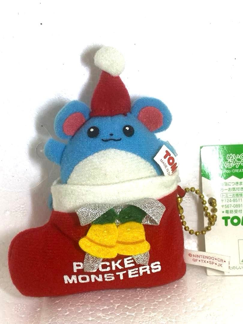 絶版当時物ポケモンオーナメントぬいぐるみ☆マリル/靴下タグ付•新品未
