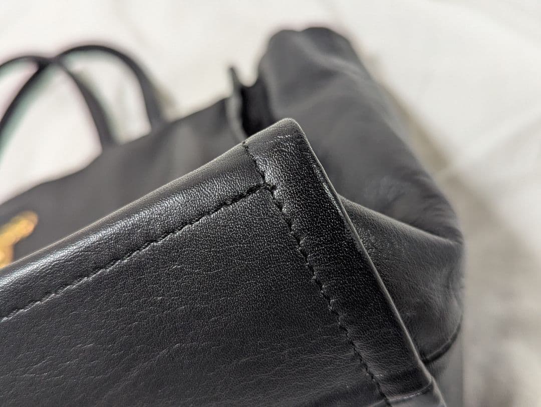 美品 イアパピヨネ 2way ショルダーバッグ ゾウ レザー ブラック