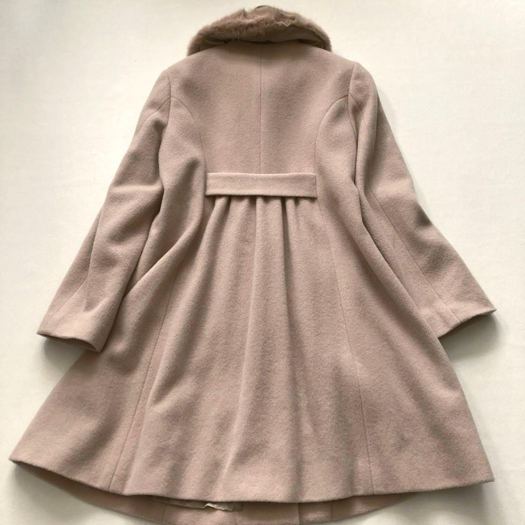 【美品】ピンクハウス　ラビットファー ティペット付 Aラインロングコート ウール