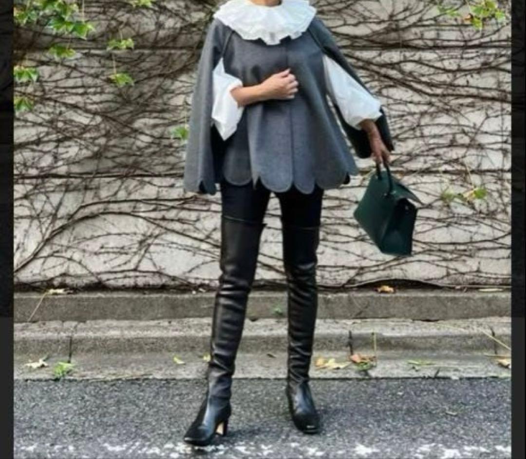 シーニュ グレー スカラップポンチョ シーニュ cygne グレー