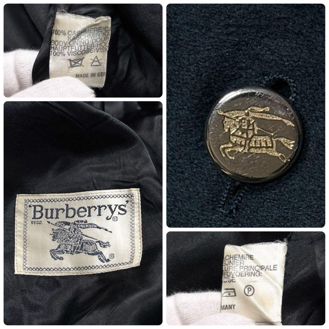 希少 バーバリー カシミヤ100 ダブル チェスターコート 金ボタン グリーン