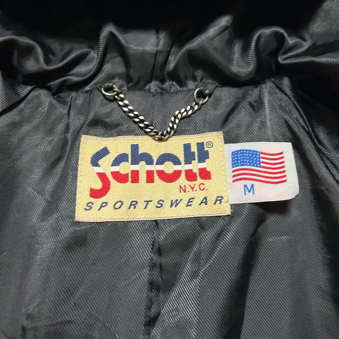 【美品】Schott ショット ラム レザージャケット トラックフーディー 黒