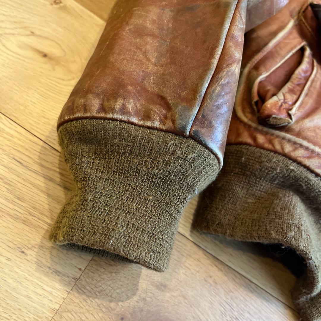 ヤ*グ様 レザー ファー付きブラウンジャケット　ショット　schott Ａ２　a