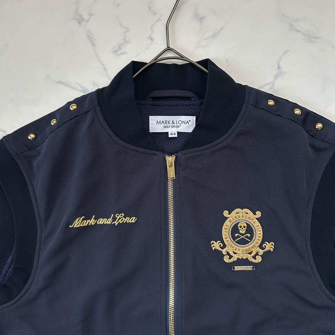 マークアンドロナ 2023年モデル ダブルジップ ベスト 刺繍 ゴールド金具