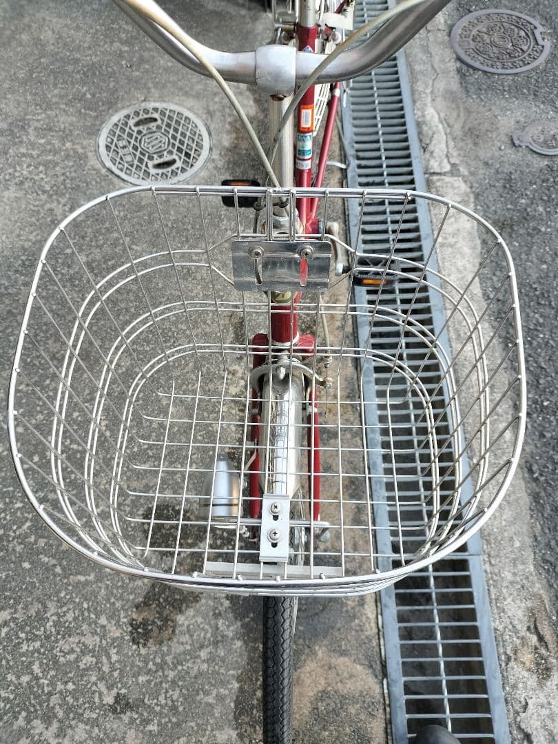 ブリヂストン シティサイクル 赤 2バスケット　変速ギア無し　大阪府寝屋川市