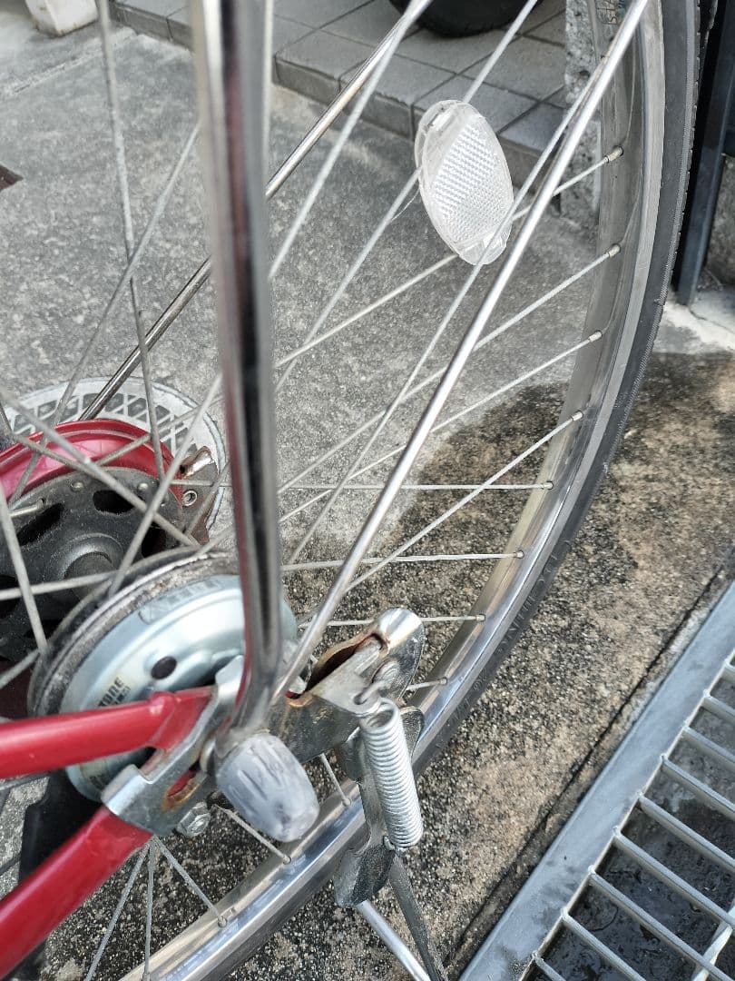 ブリヂストン シティサイクル 赤 2バスケット　変速ギア無し　大阪府寝屋川市