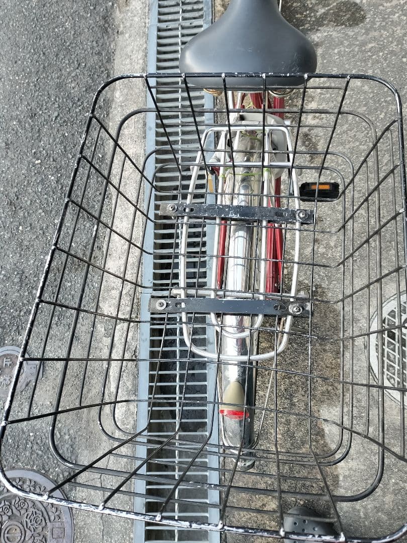 ブリヂストン シティサイクル 赤 2バスケット　変速ギア無し　大阪府寝屋川市
