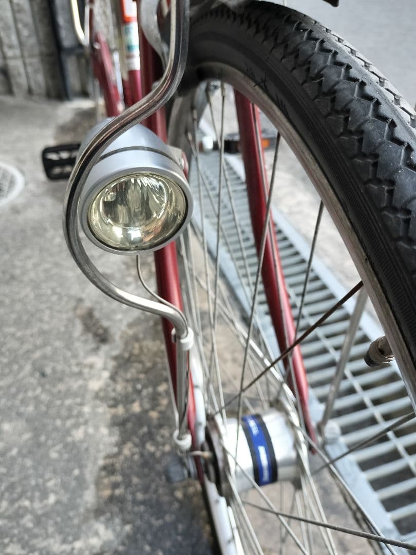 ブリヂストン シティサイクル 赤 2バスケット　変速ギア無し　大阪府寝屋川市