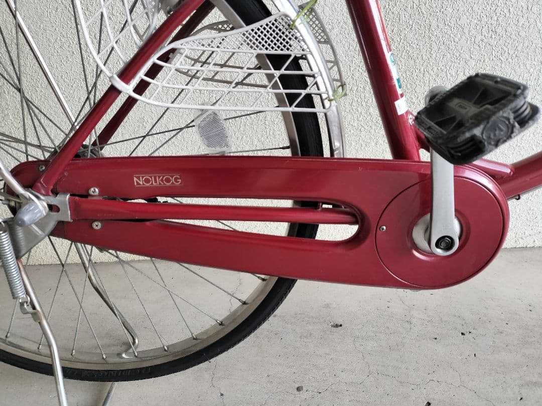 ブリヂストン シティサイクル 赤 2バスケット　変速ギア無し　大阪府寝屋川市