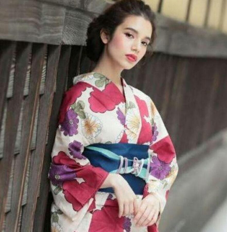 画像の帯+お任せ帯締め+お任せ下駄+お任せ半襟+襟芯つき◆古典紅菊と江戸花尽浴衣