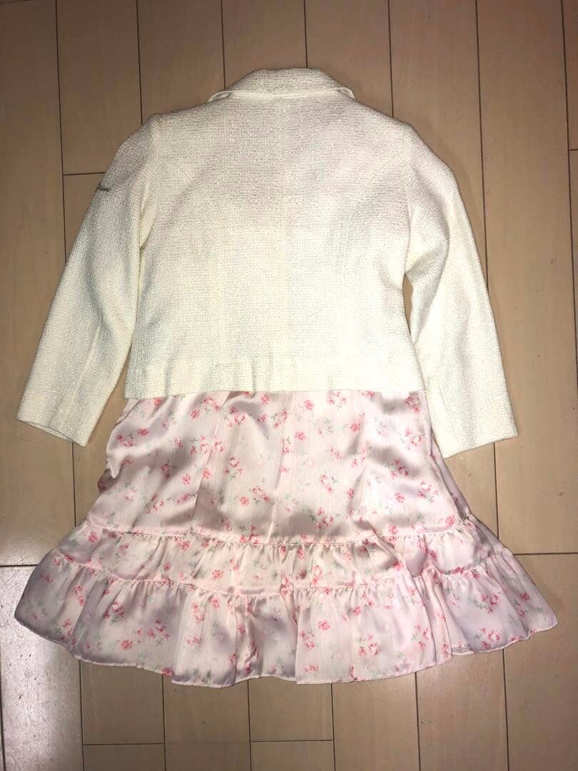 メゾピアノ フォーマル 入学式 120 スーツ ワンピース ジャケット バラ