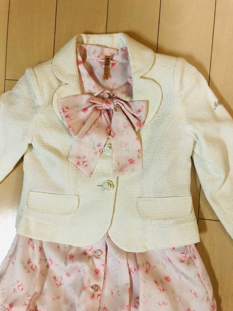 メゾピアノ フォーマル 入学式 120 スーツ ワンピース ジャケット バラ