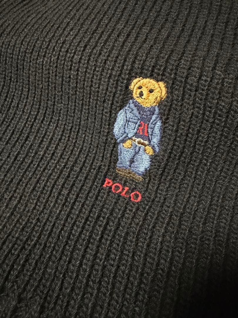 新品タグ付き　ラルフローレン ポロベア　マフラー　黒　男女兼用