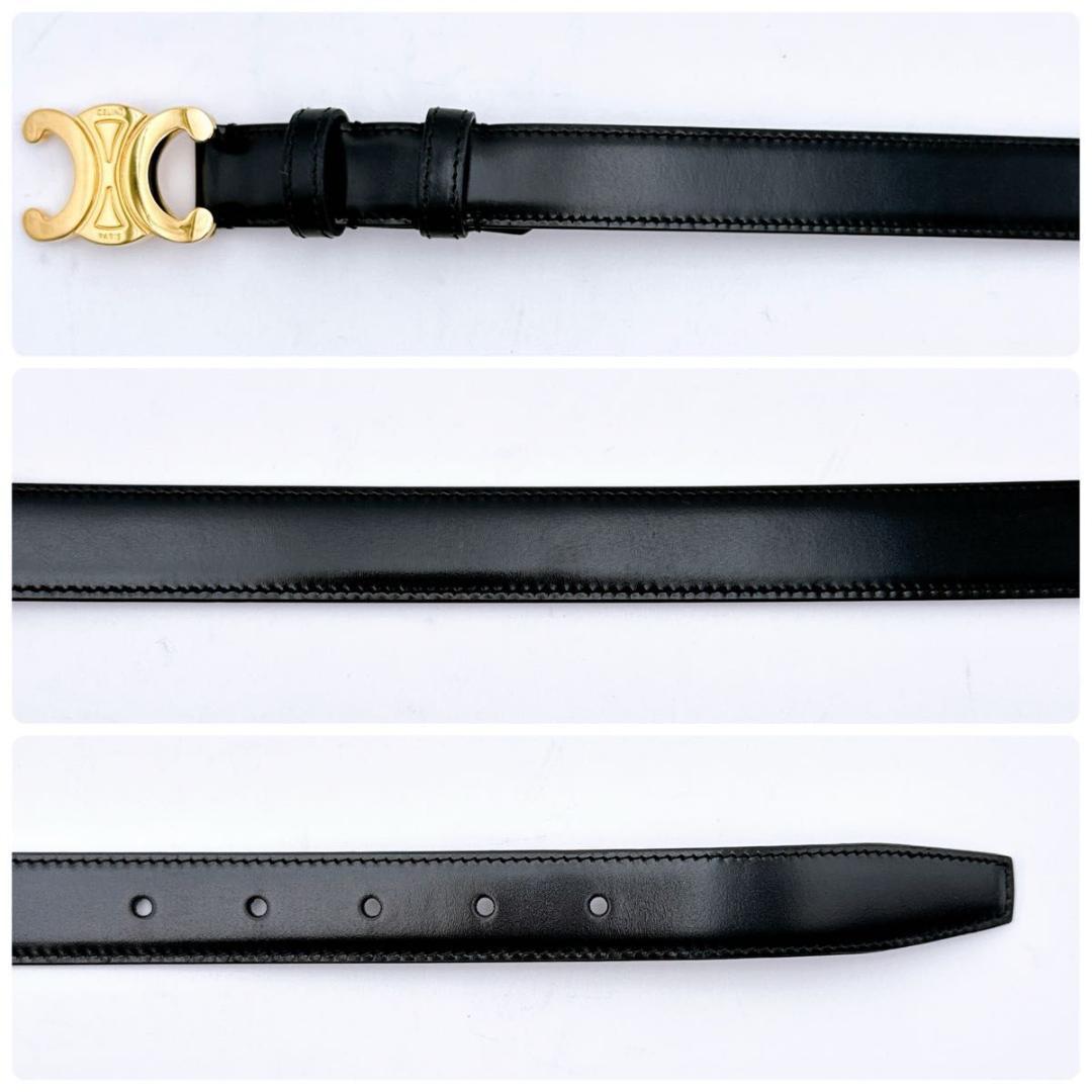 【未使用に近い】セリーヌ トリオンフ ベルト レザー ゴールド ブラック 70