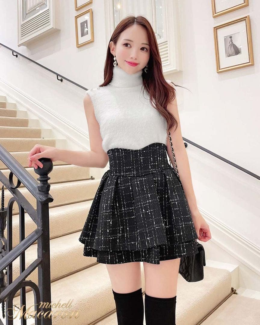 新品未使用 ミシェルマカロン 美脚になれるツイードスカート S - メルカリ