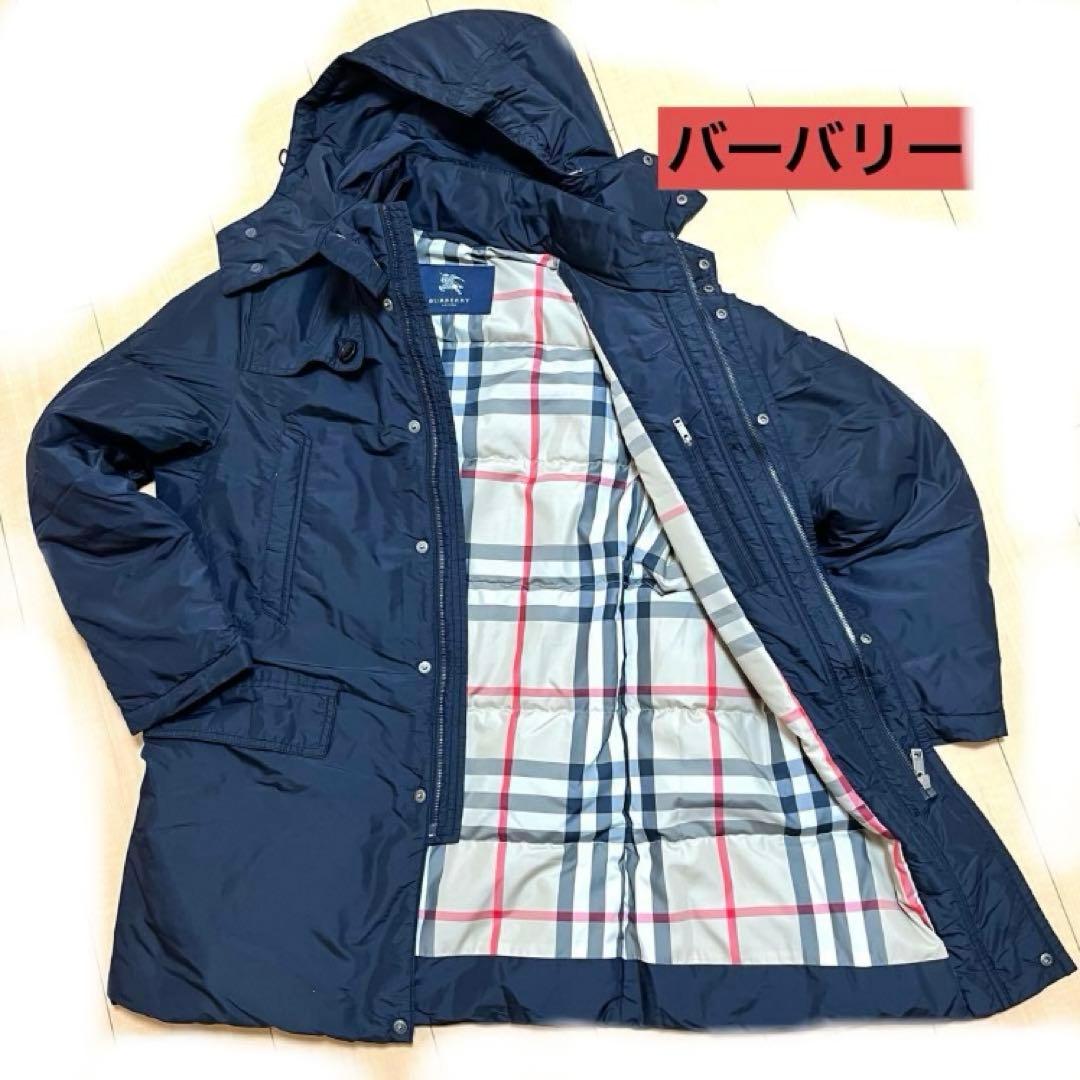 【美品】BURBERRY フルダウンジャケット サイズM ネイビー