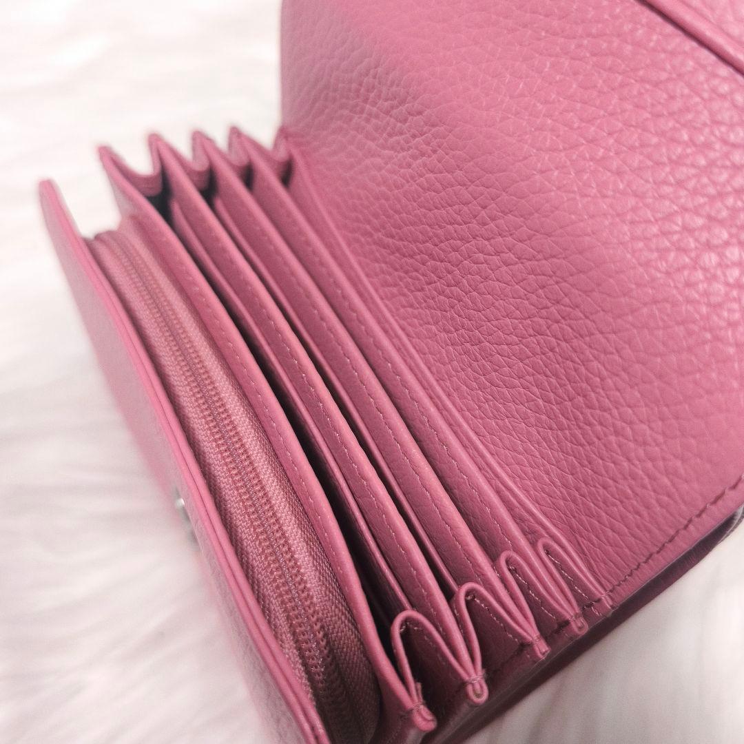 【lightone様】傳濱野　カードが最大40枚二つ折財布リトロ　コーラルピンク