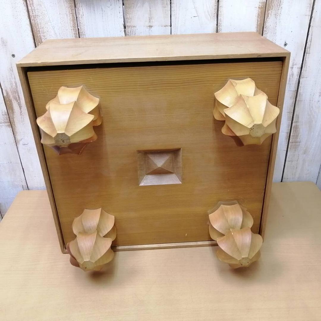 碁盤　囲碁　脚付き　ヘソあり　約20.5×45.7×42.2cm　覆い付属