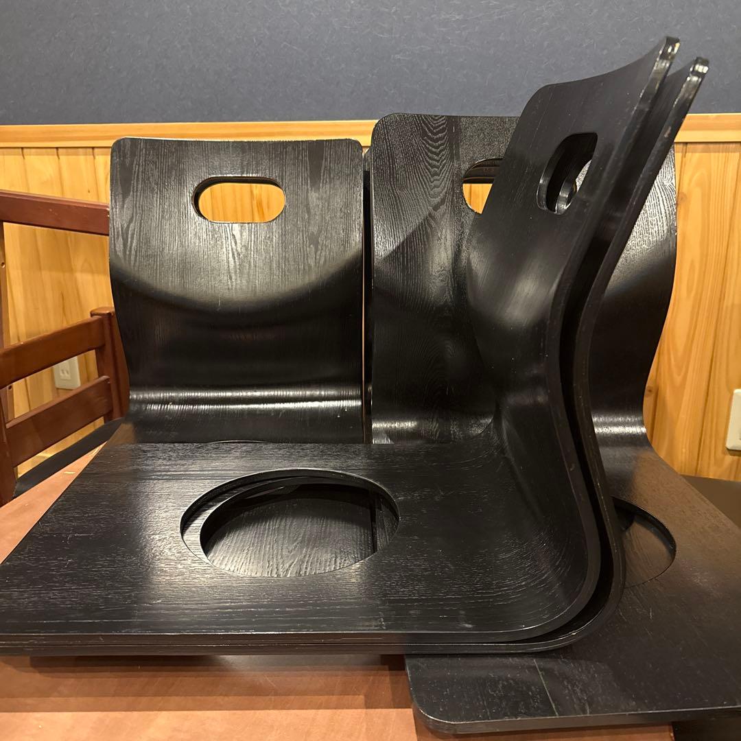 木製 座椅子 8台まとめ売りセット 背もたれ付 和モダン 木目黒色 イス