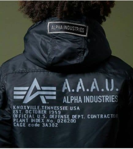 【 ALPHA INDUSTRIES 】フーデッドリブ カスタムAAAU XL
