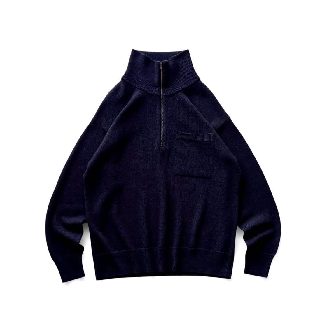 【美品】MHL.マーガレットハウエル/ウールリネン ハーフジップニット/ L