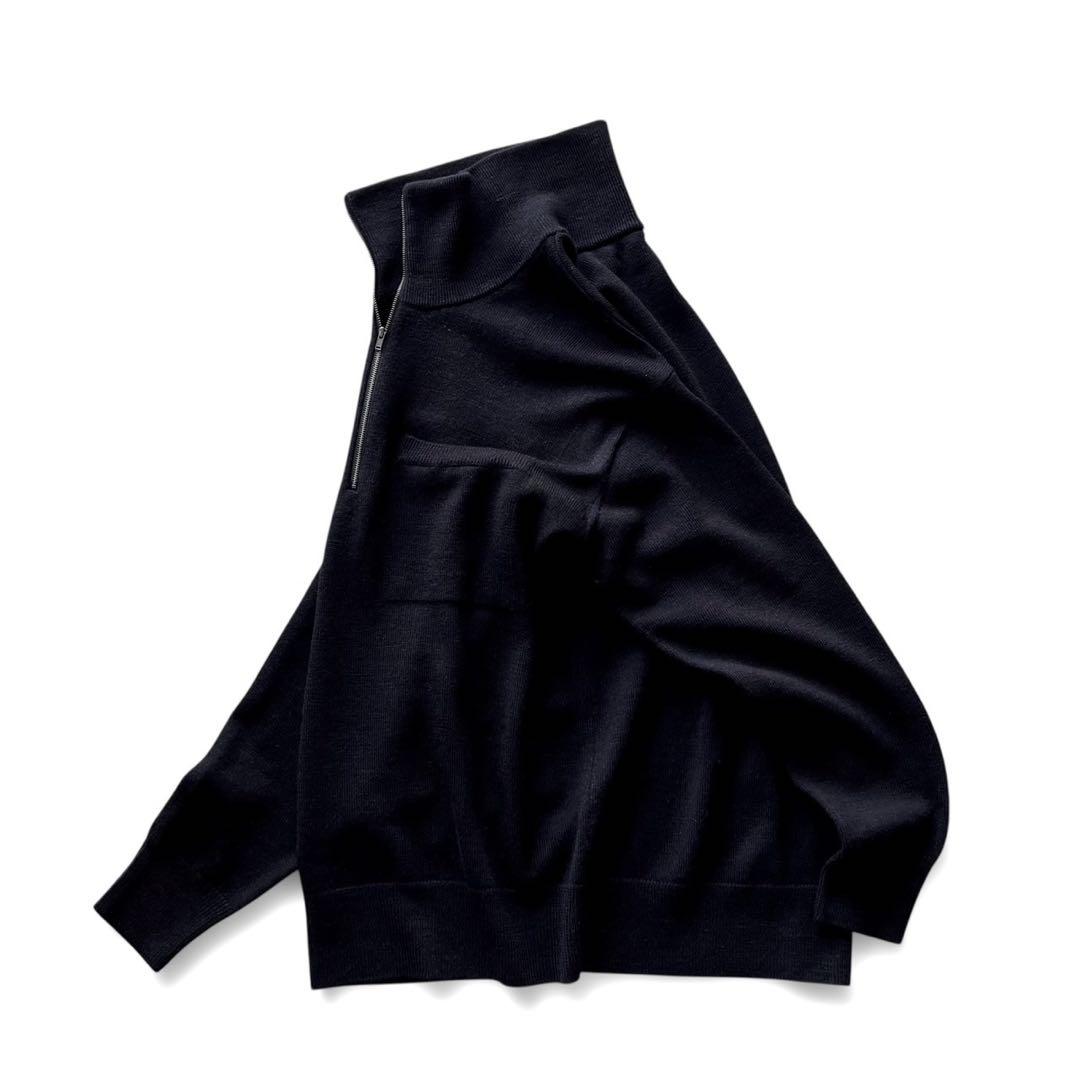 【美品】MHL.マーガレットハウエル/ウールリネン ハーフジップニット/ L