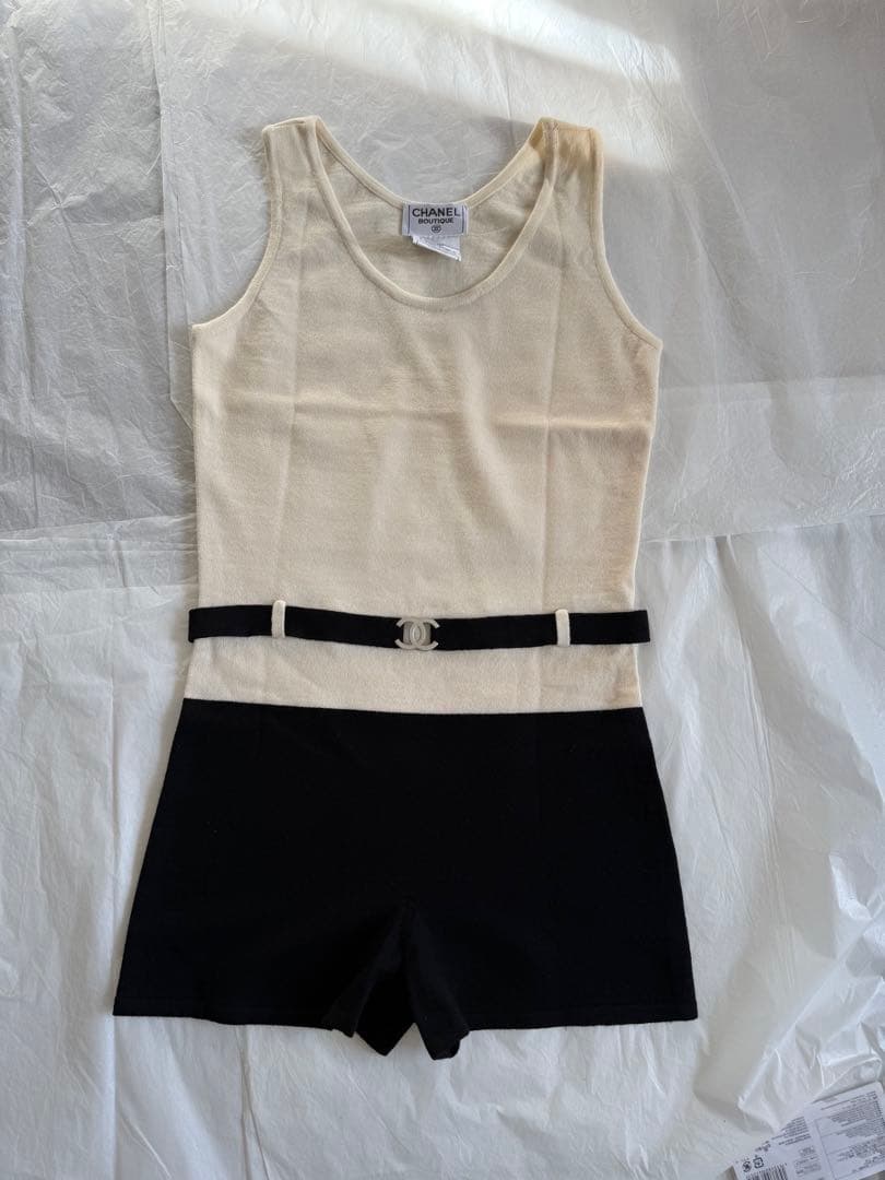 CHANEL オールインワン サイズ38 アイボリー・ブラック